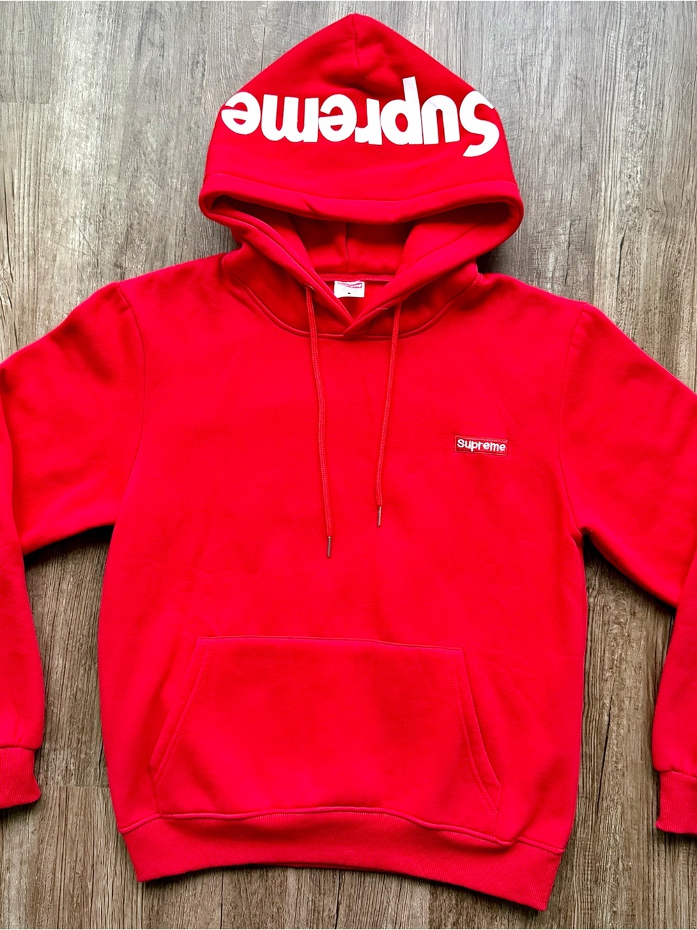 Supreme Big Logo Jacquard Hoodie Red Medium Made USA